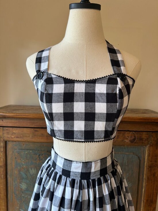 Bernie Dexter Black Gingham Skirt and Top Set - Picture 2 of 10